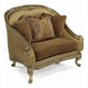 Benetti's Maribella Luxury Exposed Wood Brass Antique Style Sofa Chair and a Half