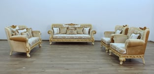 Gold, Sand, Off-White European Furniture 40015-S Living Room interior