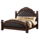 Cherry Finish Wood Tufted Hedboard Queen Panel Bed Traditional Cosmos Furniture Aspen