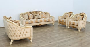 Beige, Gold, Antique European Furniture 45352-Set-3 Living Room interior