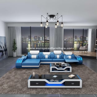 Living Room  White, Blue European Furniture image