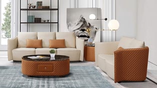 Living Room  Beige, Orange European Furniture photo