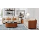 Luxury Italian Leather Beige & Orange Sofa Set 2 Pcs MAKASSAR EUROPEAN FURNITURE 