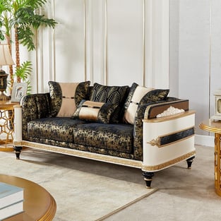 Living Room  White, Gold, Black Homey Design  image