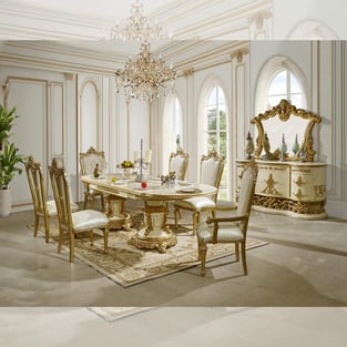 Dining Room  White, Gold Homey Design  image