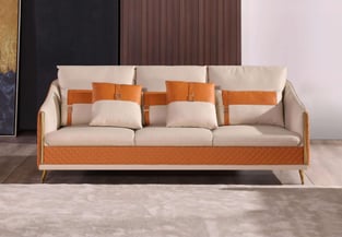 Buy Off-White, Orange European Furniture Living Room 