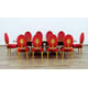 Luxury Ebony & Gold Red Velvet ROSELLA Dining Table Set 11Ps EUROPEAN FURNITURE 