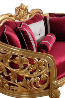 Buy Burgundy, Gold, Antique European Furniture Living Room 