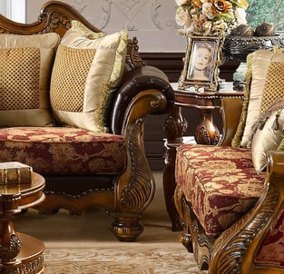 Living Room  Burgundy, Gold Homey Design  photo