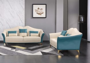 Living Room  Blue, Off-White European Furniture image