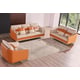 Italian Leather Off White & Orange Sofa Set 3Pcs ICARO EUROPEAN FURNITURE Modern