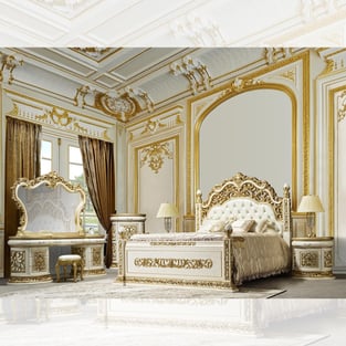 Order Gold, Antique White Homey Design  HD-903-CK-BED-3PC Bedroom now