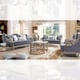 Cobalt Fabric & Silver Finish Sofa Set 2Pcs Traditional Homey Design HD-701 