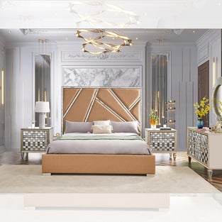 Bedroom  Beige, Mirrored Homey Design  image