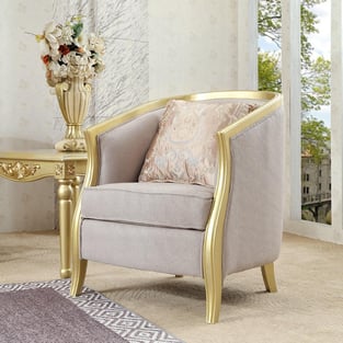 Living Room  Beige, Gold Finish, Metallic Homey Design  image