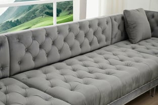 Order Gray Cosmos Furniture Salma Gray-Sectional Sofa Living Room now