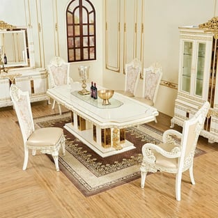 Dining Room  Beige, White, Gold Homey Design  photo