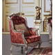 Homey Design HD-1880 2PC Traditional Luxury Golden Red Mixed Fabric Chair 2 Pcs