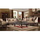 Homey Design HD-914 Luxury Upholstery Pearl Cappucciono Carved Wood Living Room Sofa Loveseat Chair and Coffee Table Set 4Pcs