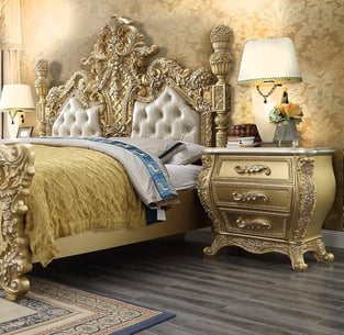 Antique, Gold Finish, Metallic Homey Design  HD-EK1801-2PC Bedroom interior