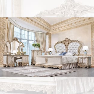 White, Gold Homey Design  HD-EK9102 Bedroom interior