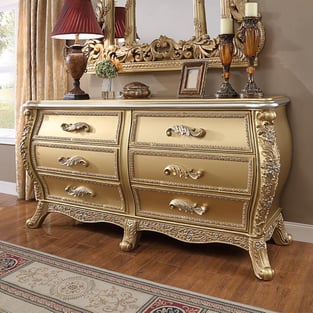 Antique, Gold Finish, Metallic Homey Design  HD-1801-BSET5-EK Bedroom interior