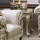 Beige Fabric & Ivory Finish Armchair Set 3Pcs w/ End Table Traditional Homey Design HD-2672 