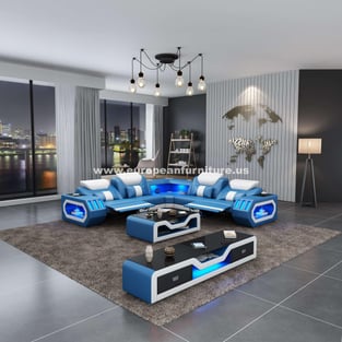 Living Room  White, Blue European Furniture image