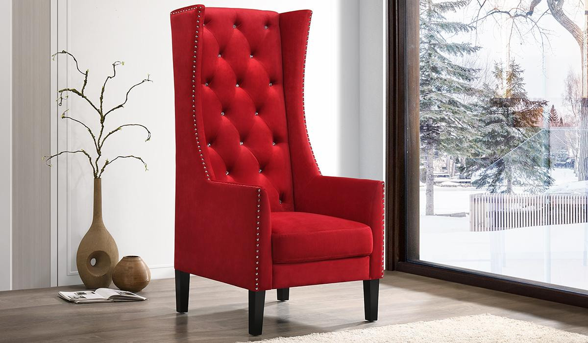 Red velvet side discount chair