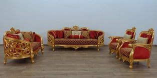 Gold, Antique, Red European Furniture 30013-S Living Room interior