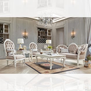 Beige, Ivory Homey Design  HD-2672-6PC Living Room interior