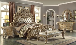 Silver, Champagne Homey Design  HD-7012 CK BED Bedroom interior