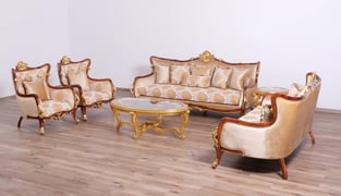 Gold, Antique, Walnut European Furniture 47078-Set-4 Living Room interior