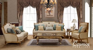 Gold, Light Beige Cosmos Furniture Majestic-Set-2 Living Room interior