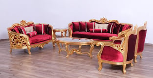 Living Room  Burgundy, Gold, Antique European Furniture photo