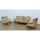 Luxury Walnut & Gold Wood Trim FANTASIA Sofa Set 3Pcs EUROPEAN FURNITURE Classic