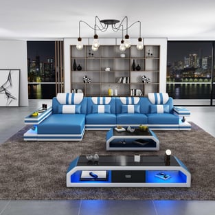 Living Room  White, Blue European Furniture photo