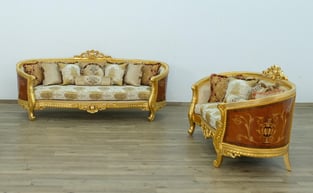 Buy Mahogany, Beige, Gold, Antique, Ebony European Furniture Living Room 