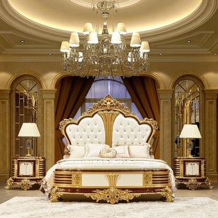 Buy White, Gold, Dark Cherry Homey Design  Bedroom 