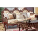 Homey Design HD-520 Luxury Golden Beige Fabric Walnut Finish Sofa Set 3Pcs Carved Wood Casual