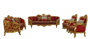 Gold, Antique, Red European Furniture 30013-L Living Room interior