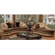 Luxury Golden Beige Chaise Lounge Dark Brown Wood Trim Benetti's Emma Classic
