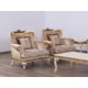 Luxury Beige & Gold Wood Trim FANTASIA Sofa Set 4Pcs EUROPEAN FURNITURE Traditional