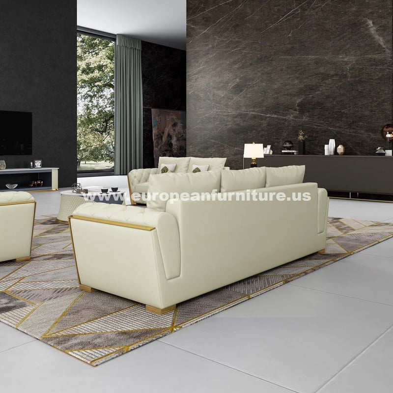 Off White Italian Leather CASTELLO Sofa EUROPEAN FURNITURE Contemporary Modern