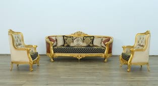 Buy now Mahogany, Beige, Gold, Antique, Black, Ebony European Furniture 68585-C-Set-2