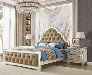 Bedroom  Beige, Mirrored Homey Design  image