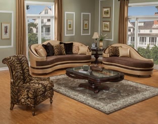 Golden Beige, Dark Brown Homey Design  HD-90016 BR Sofa Living Room interior