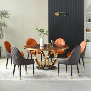 Dining Room  Gold, Chocolate, Orange European Furniture image