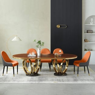 Dining Room  Gold, Chocolate, Orange European Furniture image