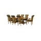 Valentina Brown Oval Dining Set 9Pcs w/ Gold Black Chairs EUROPEAN FURNITURE
